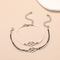 Simple Style Infinity Heart Shape Alloy Wax Line Plating Hollow Out Couple Bracelets main image 5