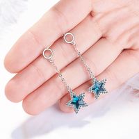 1 Pair Simple Style Classic Style Star Plating Inlay Copper Crystal Zircon Drop Earrings main image 4
