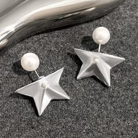 1 Paire Style Ig Style Simple Star Placage Incruster Alliage Perles Artificielles Boucles D'oreilles main image 2
