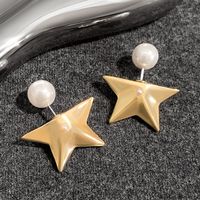 1 Pair Ig Style Simple Style Star Plating Inlay Alloy Artificial Pearls Ear Studs main image 4