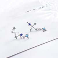 1 Pair Elegant Luxurious Commute Star Asymmetrical Plating Inlay Copper Zircon White Gold Plated Drop Earrings main image 3