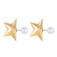 1 Pair Ig Style Simple Style Star Plating Inlay Alloy Artificial Pearls Ear Studs main image 5