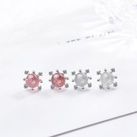 1 Pair Sweet Simple Style Round Inlay Copper Crystal Zircon Ear Studs main image 1