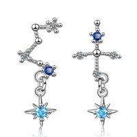 1 Pair Elegant Luxurious Commute Star Asymmetrical Plating Inlay Copper Zircon White Gold Plated Drop Earrings sku image 1
