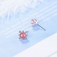 1 Pair Sweet Simple Style Round Inlay Copper Crystal Zircon Ear Studs main image 3