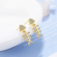 1 Pair Lady Fish Plating Inlay Copper Zircon 24k Gold Plated White Gold Plated Ear Studs main image 3