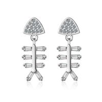 1 Pair Lady Fish Plating Inlay Copper Zircon 24k Gold Plated White Gold Plated Ear Studs main image 5