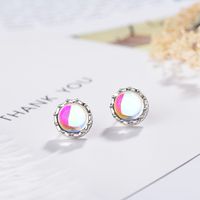 1 Pair Basic Round Plating Inlay Copper Moonstone White Gold Plated Ear Studs main image 1
