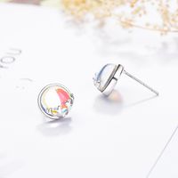 1 Pair Simple Style Classic Style Solid Color Inlay Copper Moonstone Ear Studs main image 2
