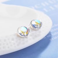 1 Pair Simple Style Classic Style Solid Color Inlay Copper Moonstone Ear Studs main image 3