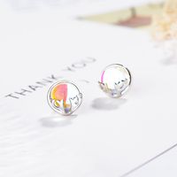 1 Pair Simple Style Classic Style Solid Color Inlay Copper Moonstone Ear Studs sku image 1