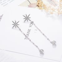 1 Pair IG Style Shiny Star Crystal Chain Inlay Copper Zircon Drop Earrings main image 1
