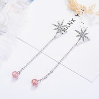 1 Pair IG Style Shiny Star Crystal Chain Inlay Copper Zircon Drop Earrings main image 3