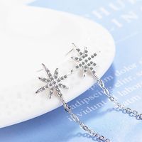 1 Pair IG Style Shiny Star Crystal Chain Inlay Copper Zircon Drop Earrings main image 4