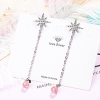 1 Pair IG Style Shiny Star Crystal Chain Inlay Copper Zircon Drop Earrings sku image 1