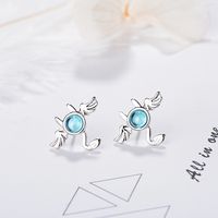 1 Pair Simple Style Classic Style Cartoon Character Inlay Copper Crystal Ear Studs main image 1