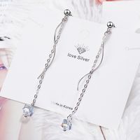 1 Pair Ig Style Simple Style Waves Tassel Plating Artificial Crystal Copper White Gold Plated Drop Earrings main image 1