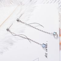 1 Pair Ig Style Simple Style Waves Tassel Plating Artificial Crystal Copper White Gold Plated Drop Earrings main image 4
