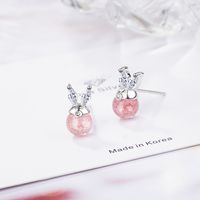 1 Pair Sweet Solid Color Inlay Copper Strawberry Quartz Ear Studs main image 1
