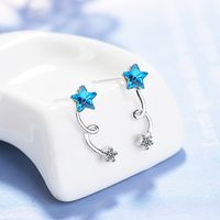 1 Paire Dame Star Placage Incruster Le Cuivre Cristal Artificiel Or Blanc Plaqué Boucles D'oreilles main image 4