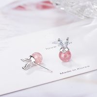 1 Pair Sweet Solid Color Inlay Copper Strawberry Quartz Ear Studs main image 3