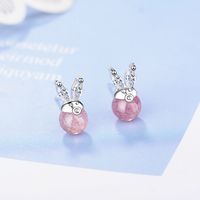 1 Pair Sweet Solid Color Inlay Copper Strawberry Quartz Ear Studs main image 4