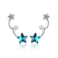 1 Pair Lady Star Plating Inlay Copper Artificial Crystal White Gold Plated Ear Studs main image 5