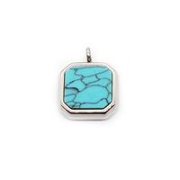 Retro Simple Style Square Titanium Steel Inlay Natural Stone Charms Pendant Necklace sku image 4