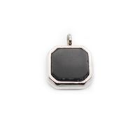 Retro Simple Style Square Titanium Steel Inlay Natural Stone Charms Pendant Necklace sku image 5