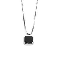 Retro Simple Style Square Titanium Steel Inlay Natural Stone Charms Pendant Necklace sku image 10