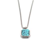 Retro Simple Style Square Titanium Steel Inlay Natural Stone Charms Pendant Necklace sku image 9