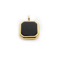 Retro Simple Style Square Titanium Steel Inlay Natural Stone Charms Pendant Necklace sku image 14