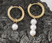 1 Pair Vintage Style Circle Plating Stainless Steel Imitation Pearl Gold Plated Hoop Earrings main image 2