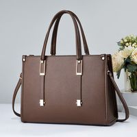 Women's Large Pu Leather Solid Color Classic Style Square Zipper Handbag main image 1