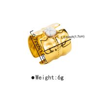 Modern Style Simple Style Square Stainless Steel Inlay Natural Stone Wide Band Rings Open Rings main image 2