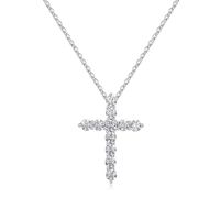 Simple Style Cross Sterling Silver Plating Inlay Zircon 14k Gold Plated Rose Gold Plated Silver Plated Pendant Necklace main image 3