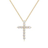 Simple Style Cross Sterling Silver Plating Inlay Zircon 14k Gold Plated Rose Gold Plated Silver Plated Pendant Necklace main image 4