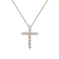 Simple Style Cross Sterling Silver Plating Inlay Zircon 14k Gold Plated Rose Gold Plated Silver Plated Pendant Necklace main image 5