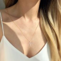 Simple Style Cross Sterling Silver Plating Inlay Zircon 14k Gold Plated Rose Gold Plated Silver Plated Pendant Necklace main image 7