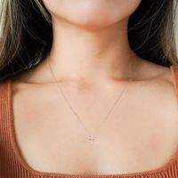 Simple Style Cross Sterling Silver Plating Inlay Zircon 14k Gold Plated Rose Gold Plated Silver Plated Pendant Necklace main image 10