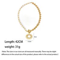 Simple Style Sun Copper Plating Inlay Rhinestones Freshwater Pearl Women's Pendant Necklace main image 7