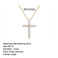 Simple Style Cross Sterling Silver Plating Inlay Zircon 14k Gold Plated Rose Gold Plated Silver Plated Pendant Necklace main image 2