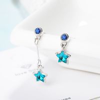 1 Pair Lady Star Inlay Copper Artificial Crystal Zircon Drop Earrings main image 4