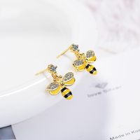 1 Pair Cute Lady Modern Style Bee Epoxy Inlay Copper Zircon Drop Earrings main image 5