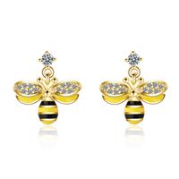 1 Pair Cute Lady Modern Style Bee Epoxy Inlay Copper Zircon Drop Earrings sku image 1