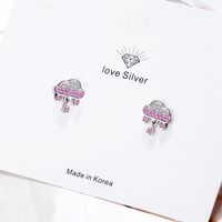 1 Pair Lady Modern Style Sweet Clouds Water Droplets Inlay Copper Rhinestones Ear Studs main image 4