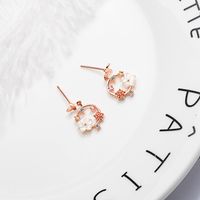 1 Pair Ig Style Sweet Flower Butterfly Plating Inlay Copper Shell Zircon Drop Earrings main image 4