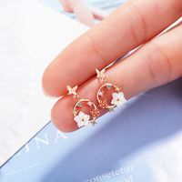 1 Pair Ig Style Sweet Flower Butterfly Plating Inlay Copper Shell Zircon Drop Earrings main image 5