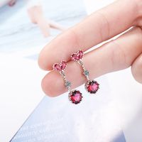 1 Pair Lady Heart Shape Tassel Plating Inlay Copper Zircon White Gold Plated Drop Earrings main image 4