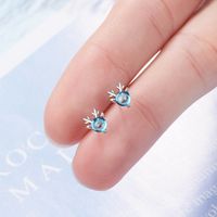 1 Pair Japanese Style Antlers Plating Inlay Copper Artificial Crystal White Gold Plated Ear Studs main image 4
